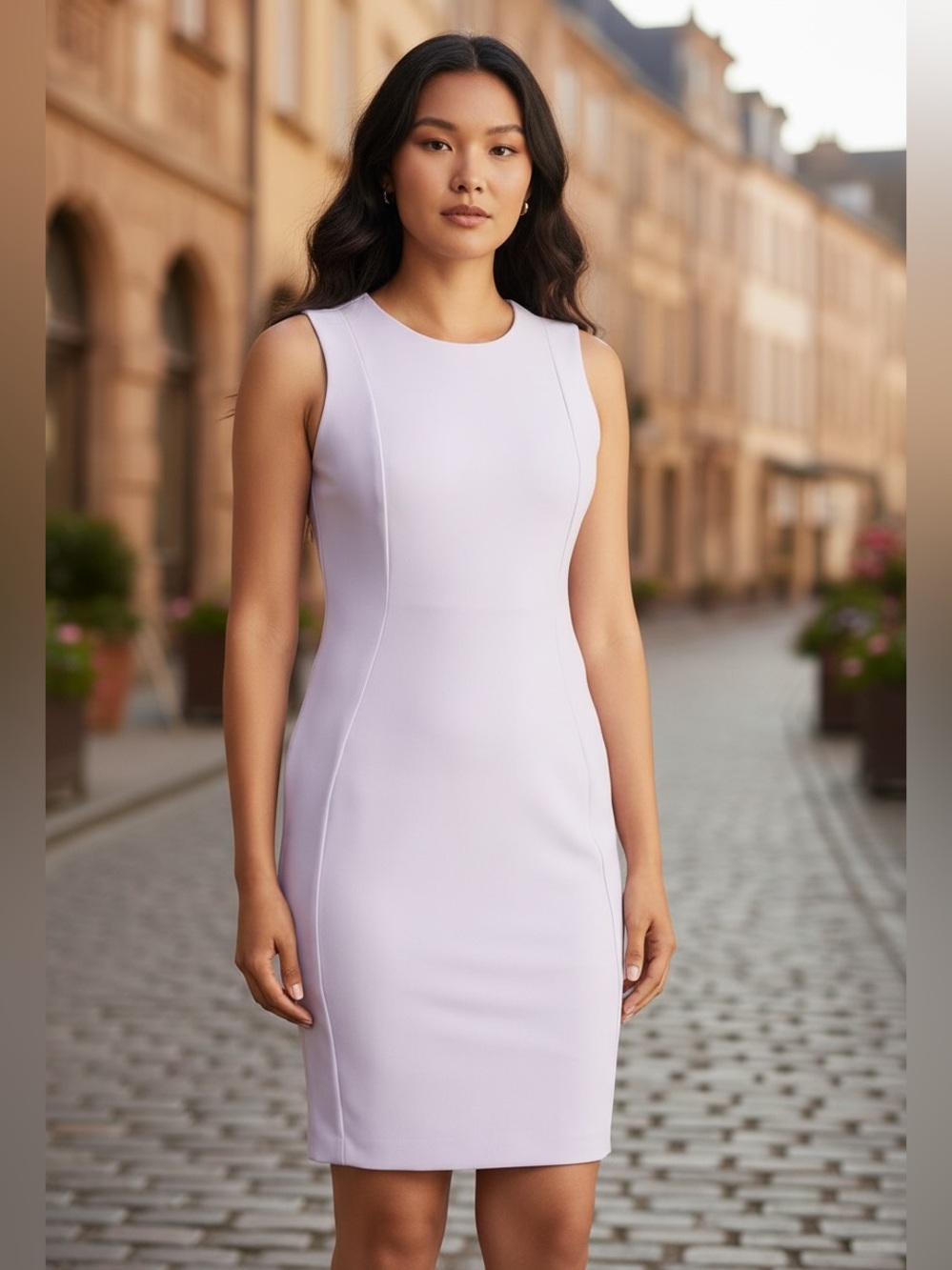 NWT Calvin Klein Sleeveless Sheath Dress  Zipper SZ-6 Lilac